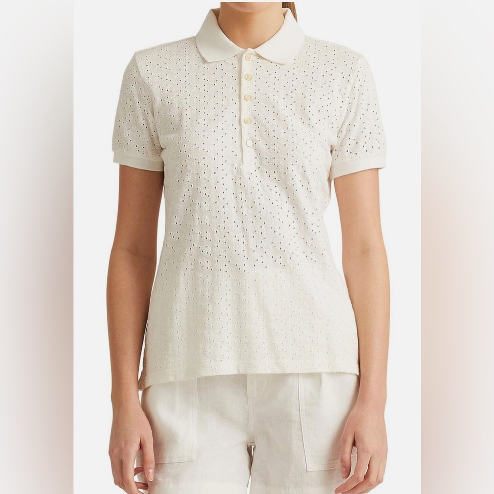 Ralph Lauren White Eyelet Polo Shirt